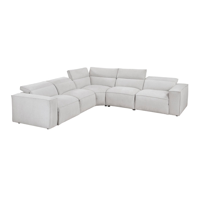 Homelegance - Phoebe 5 Piece Modular Power Reclining Sectional in Light Gray - 8414GRY*5LRRRPWH - GreatFurnitureDeal