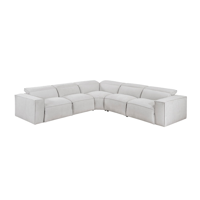 Homelegance - Phoebe 5 Piece Modular Power Reclining Sectional in Light Gray - 8414GRY*5LRRRPWH - GreatFurnitureDeal