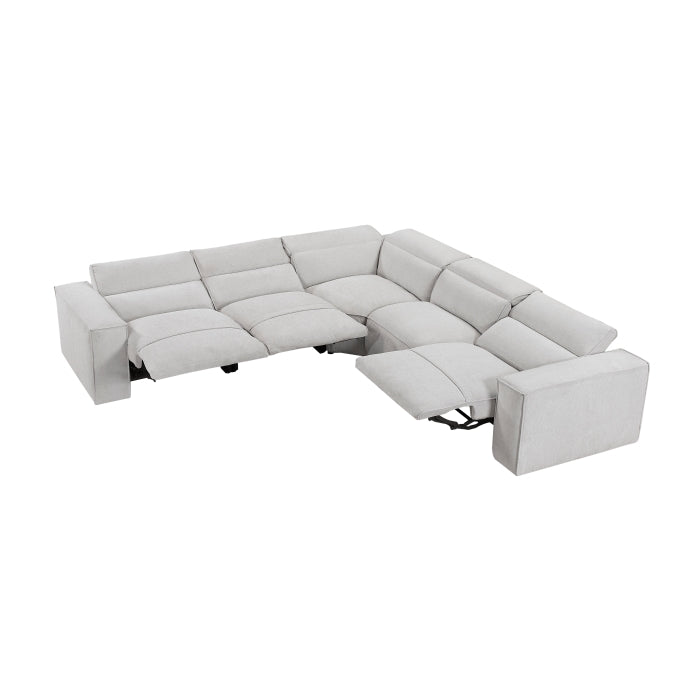 Homelegance - Phoebe 5 Piece Modular Power Reclining Sectional in Light Gray - 8414GRY*5LRRRPWH - GreatFurnitureDeal