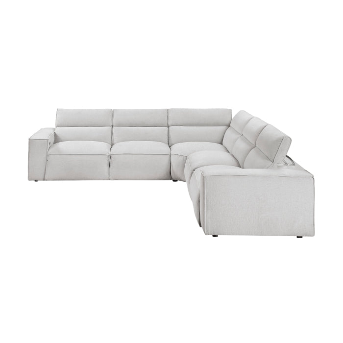 Homelegance - Phoebe 5 Piece Modular Power Reclining Sectional in Light Gray - 8414GRY*5LRRRPWH - GreatFurnitureDeal