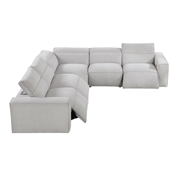 Homelegance - Phoebe 5 Piece Modular Power Reclining Sectional in Light Gray - 8414GRY*5LRRRPWH - GreatFurnitureDeal