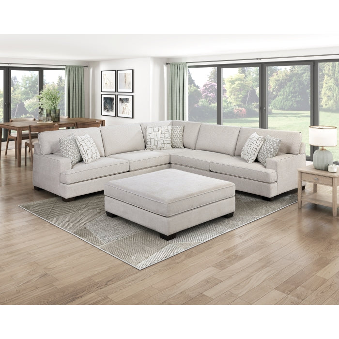 Homelegance - Livia 4-Piece Sectional with Ottoman in Beige - 8435BE*42L2R - GreatFurnitureDeal