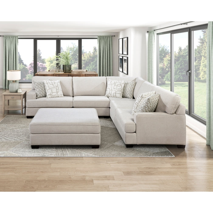 Homelegance - Livia 4-Piece Sectional with Ottoman in Beige - 8435BE*42L2R - GreatFurnitureDeal