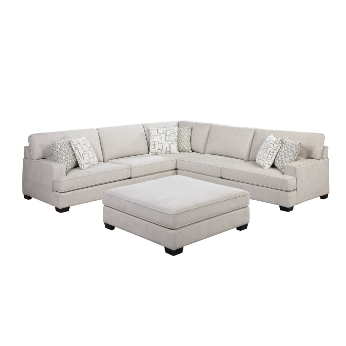 Homelegance - Livia 4-Piece Sectional with Ottoman in Beige - 8435BE*42L2R - GreatFurnitureDeal