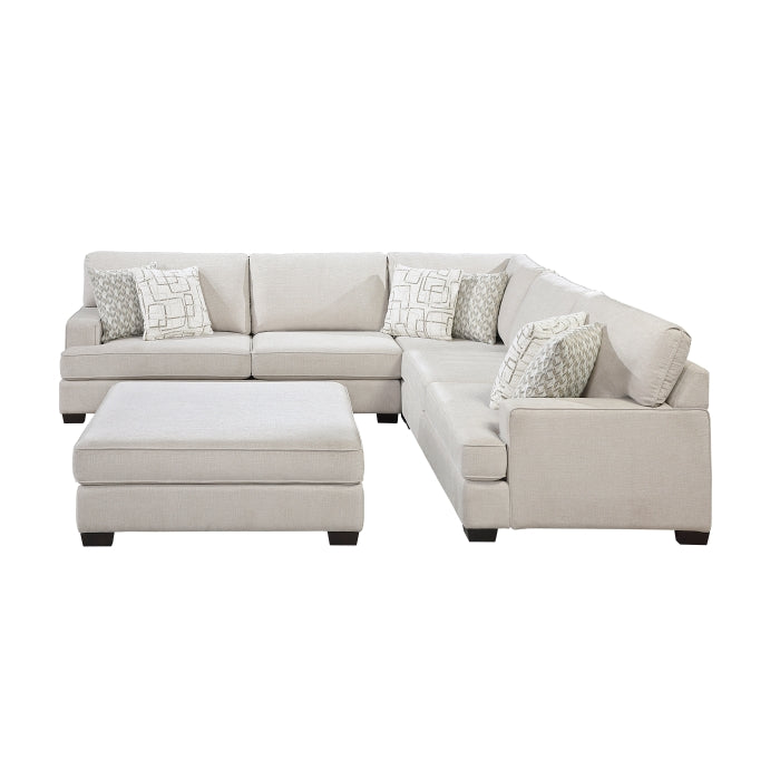 Homelegance - Livia 4-Piece Sectional with Ottoman in Beige - 8435BE*42L2R - GreatFurnitureDeal