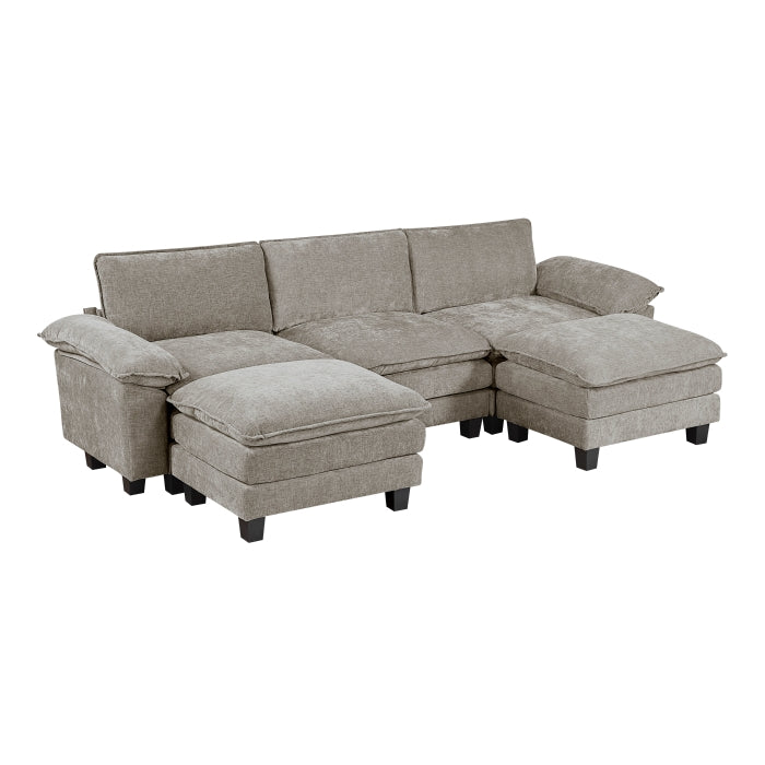 Homelegance - Dublin 5 Piece Modular Sectional with Ottoman in Dark Pewter - 8450PWT*53AC2OT - GreatFurnitureDeal