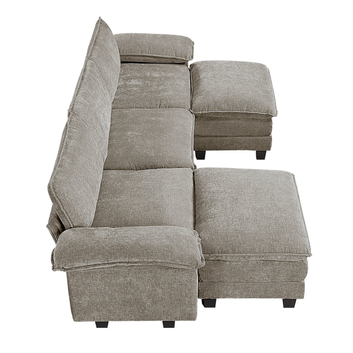 Homelegance - Dublin 5 Piece Modular Sectional with Ottoman in Dark Pewter - 8450PWT*53AC2OT - GreatFurnitureDeal