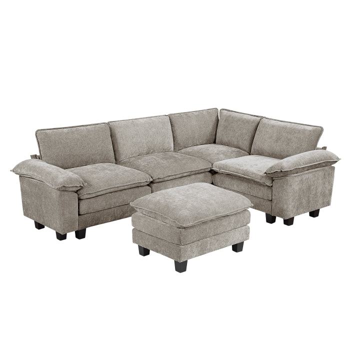Homelegance - Warwick 2 Piece Modular Sectional with Ottoman in Dark Pewter - 8450PWT*53ACCR - GreatFurnitureDeal