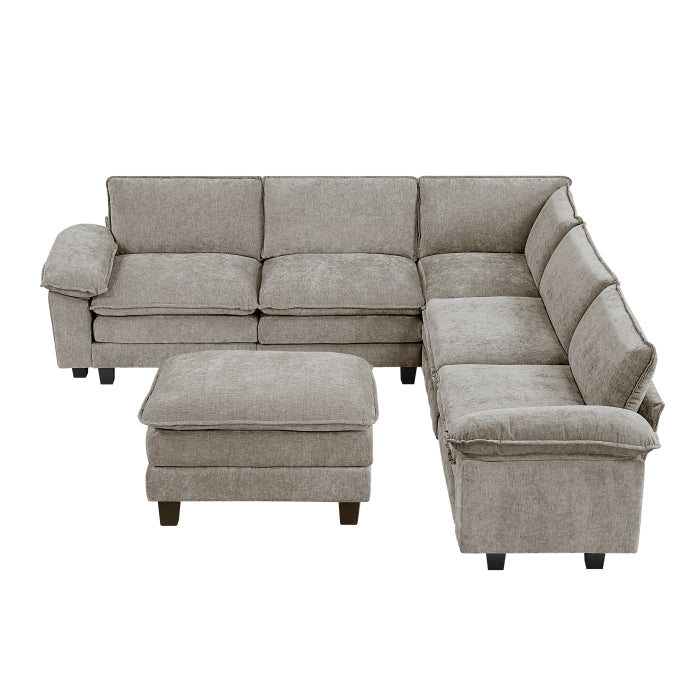 Homelegance - Dublin 6 Piece Modular Sectional with Ottoman in Dark Pewter - 8450PWT*64ACCROT - GreatFurnitureDeal