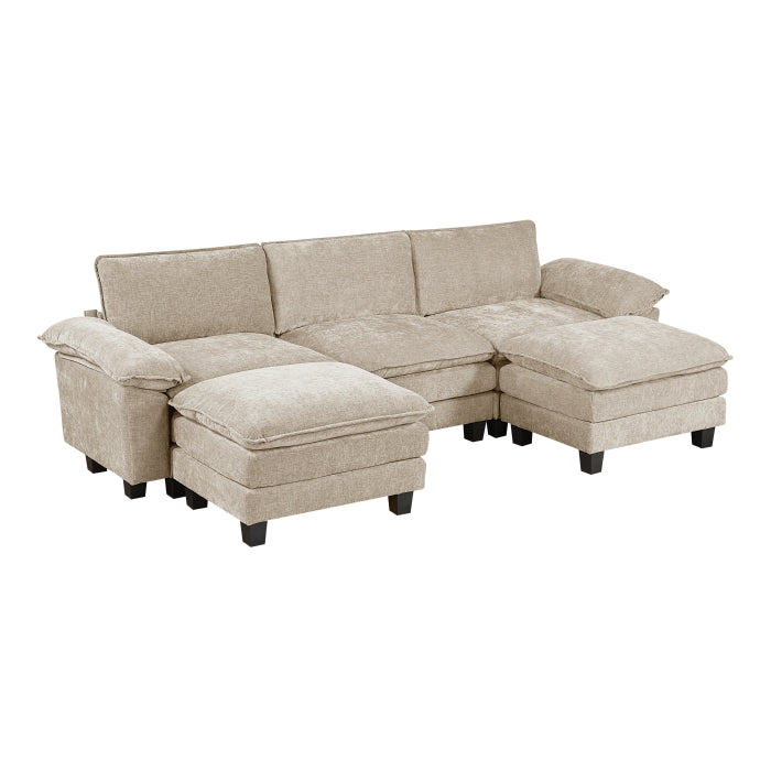 Homelegance - Dublin 5 Piece Modular Sectional with Ottoman in Taupe - 8450TPE*53AC2OT - GreatFurnitureDeal