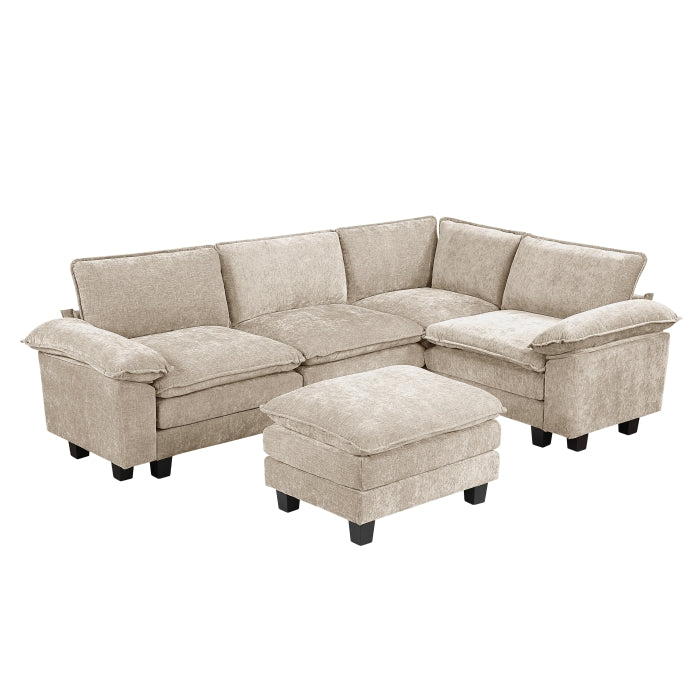 Homelegance - Dublin 5 Piece Modular Sectional with Ottoman in Taupe - 8450TPE*53ACCR - GreatFurnitureDeal
