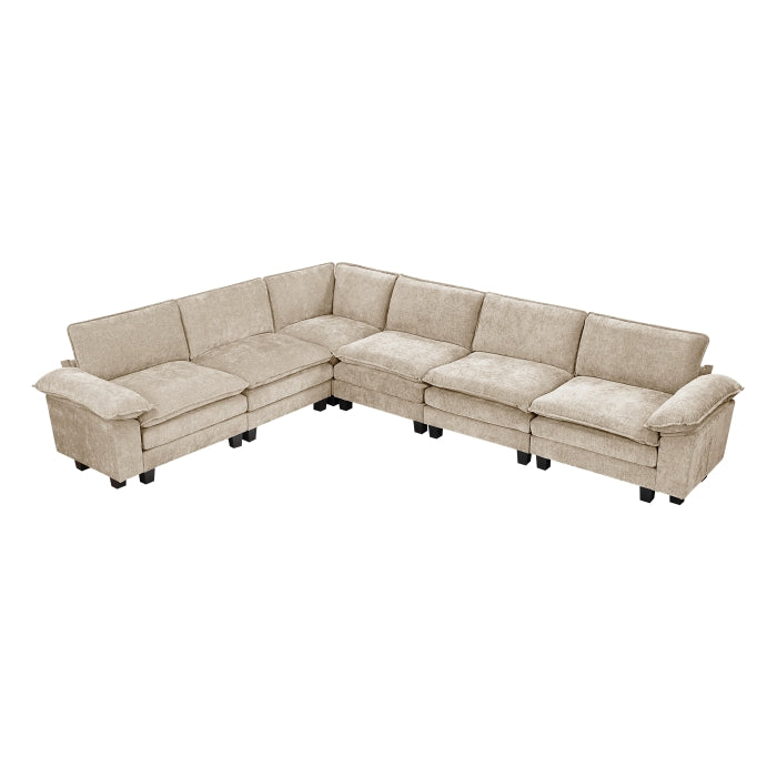 Homelegance - Dublin 6 Piece Modular Sectional in Taupe - 8450TPE*65ACCR - GreatFurnitureDeal