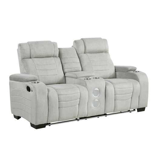 Homelegance - Ronan Double Reclining Loveseat with Center Console in Light Gray - 8455GRY-2 - GreatFurnitureDeal