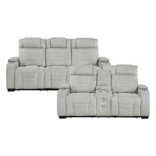 Homelegance - Ronan 2 Piece Double Reclining Sofa Set in Light Gray - 8455GRY*2 - GreatFurnitureDeal