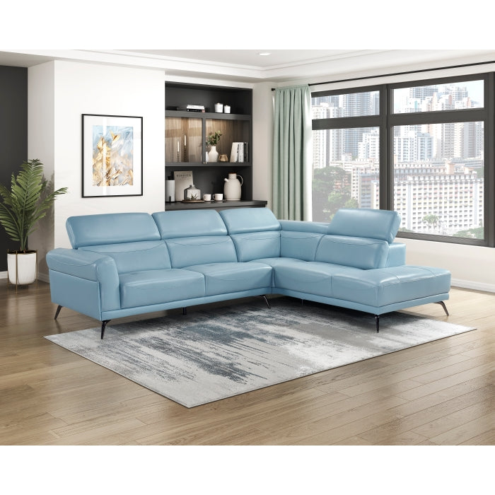 Homelegance - Giselle 2 Piece Sectional with Right Side Chaise in Blue - 8456BUE*22LRC - GreatFurnitureDeal