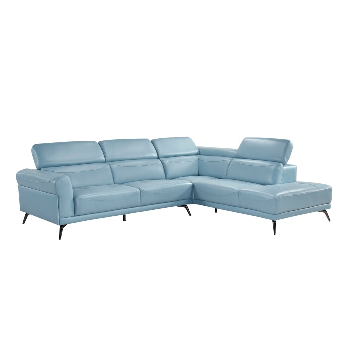 Homelegance - Giselle 2 Piece Sectional with Right Side Chaise in Blue - 8456BUE*22LRC - GreatFurnitureDeal