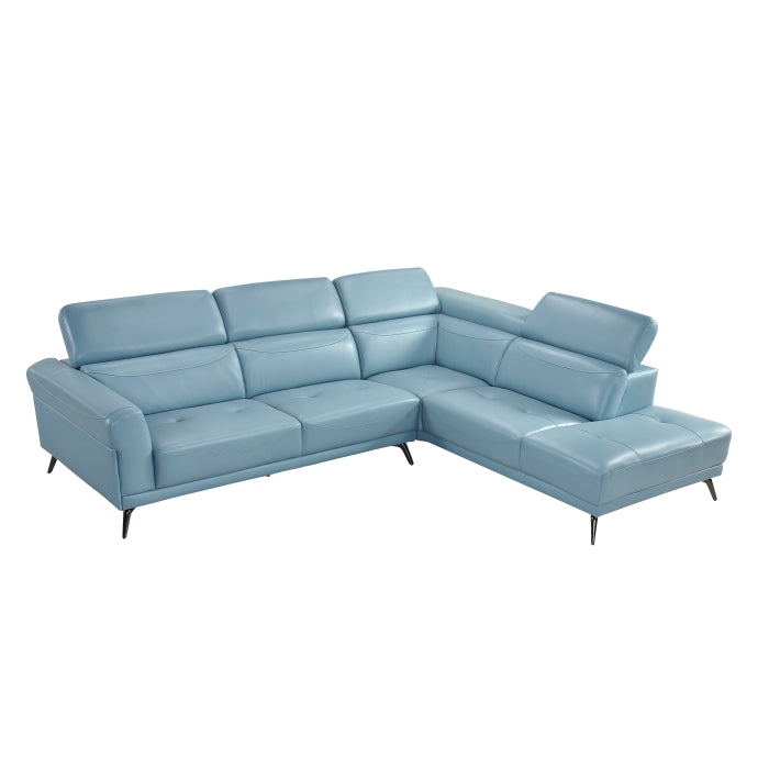 Homelegance - Giselle 2 Piece Sectional with Right Side Chaise in Blue - 8456BUE*22LRC - GreatFurnitureDeal