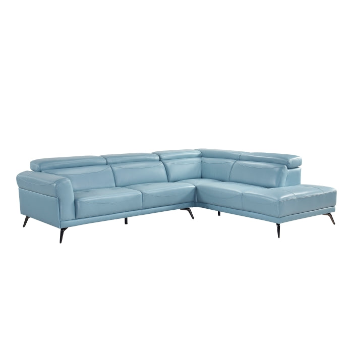 Homelegance - Giselle 2 Piece Sectional with Right Side Chaise in Blue - 8456BUE*22LRC - GreatFurnitureDeal