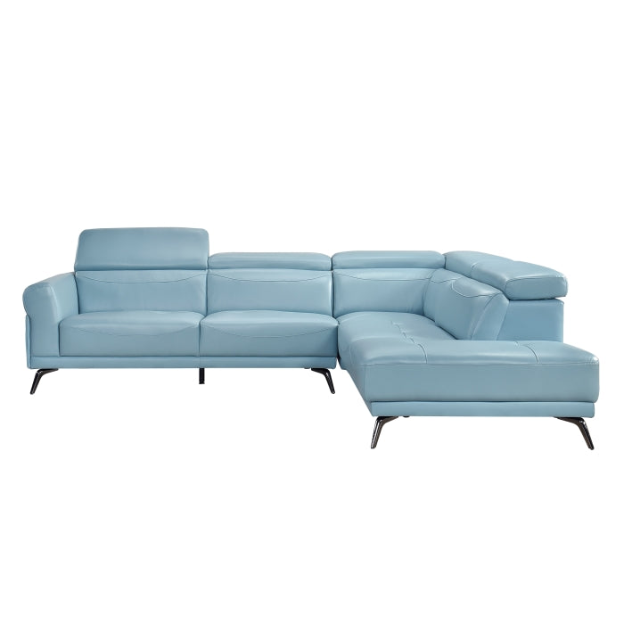 Homelegance - Giselle 2 Piece Sectional with Right Side Chaise in Blue - 8456BUE*22LRC - GreatFurnitureDeal