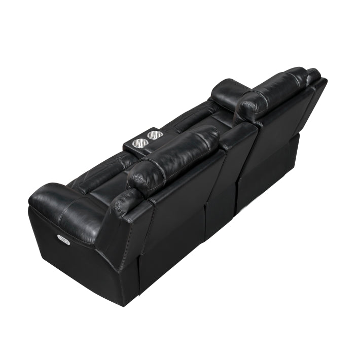 Homelegance - Huron 2 Piece Sofa Set in Black - 8457BLK*2PW - GreatFurnitureDeal