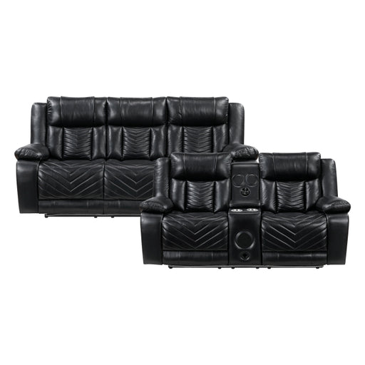 Homelegance - Huron 2 Piece Sofa Set in Black - 8457BLK*2PW - GreatFurnitureDeal