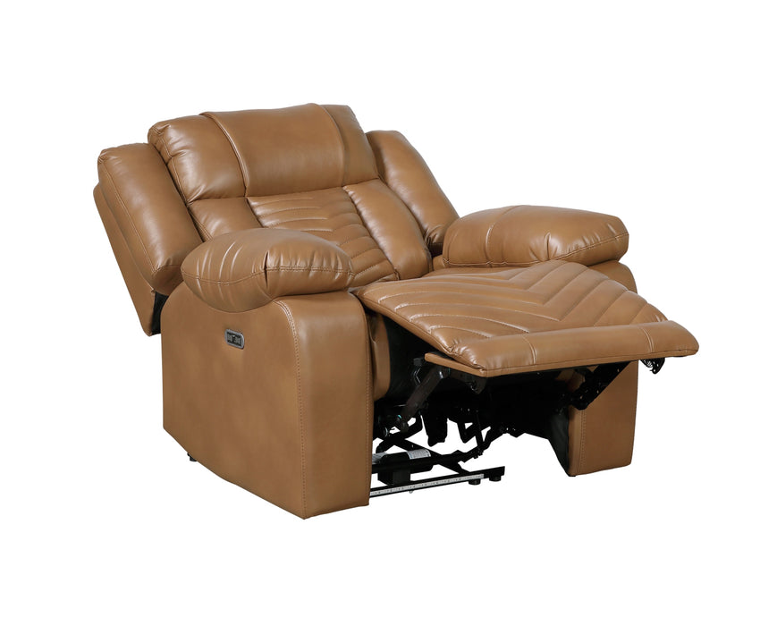 Homelegance - Huron 3 Piece Power Reclining Living Room Set with LED & Charging Ports in Brown - 8457BRW*3PW - GreatFurnitureDeal
