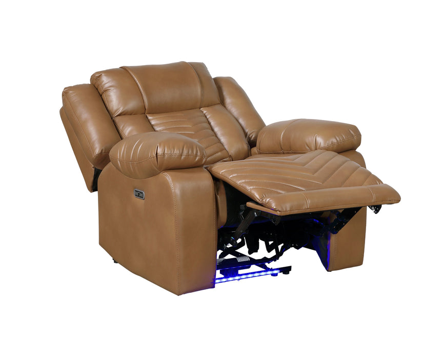 Homelegance - Huron 3 Piece Power Reclining Living Room Set with LED & Charging Ports in Brown - 8457BRW*3PW - GreatFurnitureDeal