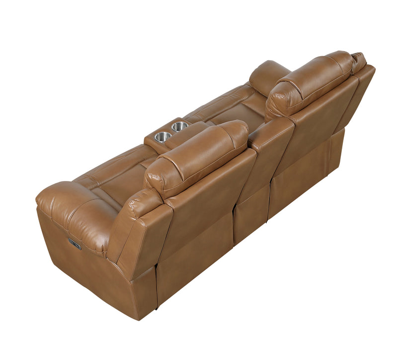 Homelegance - Huron 2 Piece Power Reclining Sofa Set with LED & Charging Ports in Brown - 8457BRW*2PW - GreatFurnitureDeal