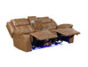 Homelegance - Huron 3 Piece Power Reclining Living Room Set with LED & Charging Ports in Brown - 8457BRW*3PW - GreatFurnitureDeal