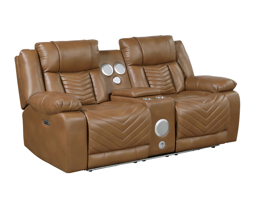 Homelegance - Huron 3 Piece Power Reclining Living Room Set with LED & Charging Ports in Brown - 8457BRW*3PW