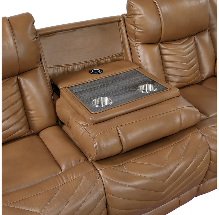 Homelegance - Huron 3 Piece Power Reclining Living Room Set with LED & Charging Ports in Brown - 8457BRW*3PW
