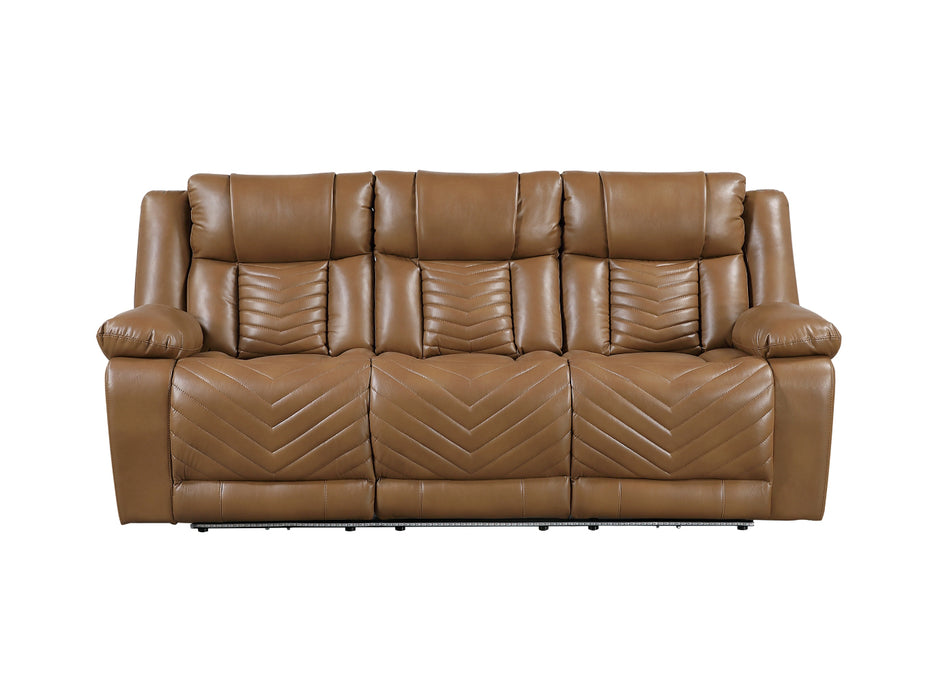 Homelegance - Huron 2 Piece Power Reclining Sofa Set with LED & Charging Ports in Brown - 8457BRW*2PW - GreatFurnitureDeal