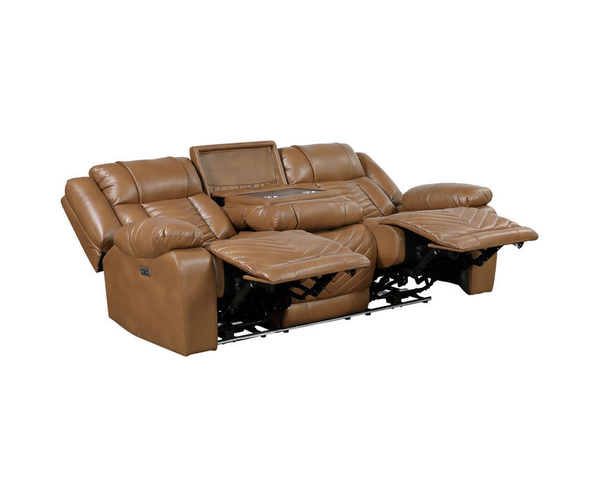 Homelegance - Huron 2 Piece Power Reclining Sofa Set with LED & Charging Ports in Brown - 8457BRW*2PW - GreatFurnitureDeal