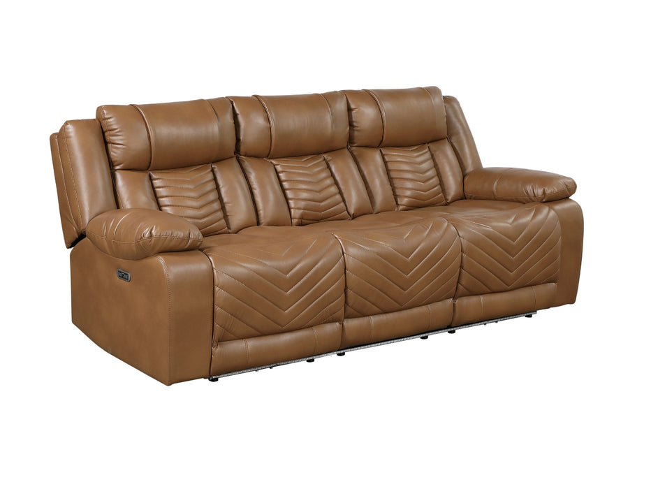 Homelegance - Huron 2 Piece Power Reclining Sofa Set with LED & Charging Ports in Brown - 8457BRW*2PW - GreatFurnitureDeal