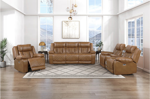 Homelegance - Huron 3 Piece Power Reclining Living Room Set with LED & Charging Ports in Brown - 8457BRW*3PW - GreatFurnitureDeal