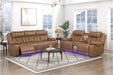 Homelegance - Huron 3 Piece Power Reclining Living Room Set with LED & Charging Ports in Brown - 8457BRW*3PW - GreatFurnitureDeal