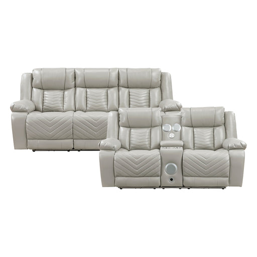 Homelegance - Huron 2 Piece Power Sofa Set in Gray - 8457GRY*2PW - GreatFurnitureDeal
