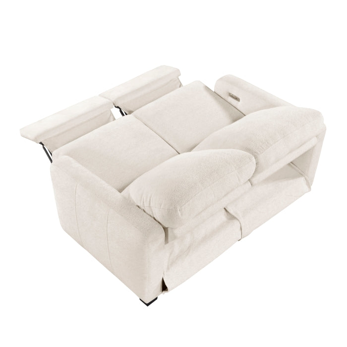 Homelegance - Vera Power Double Reclining Loveseat with USB Charging Ports in Beige - 8479BEG-2PW - GreatFurnitureDeal