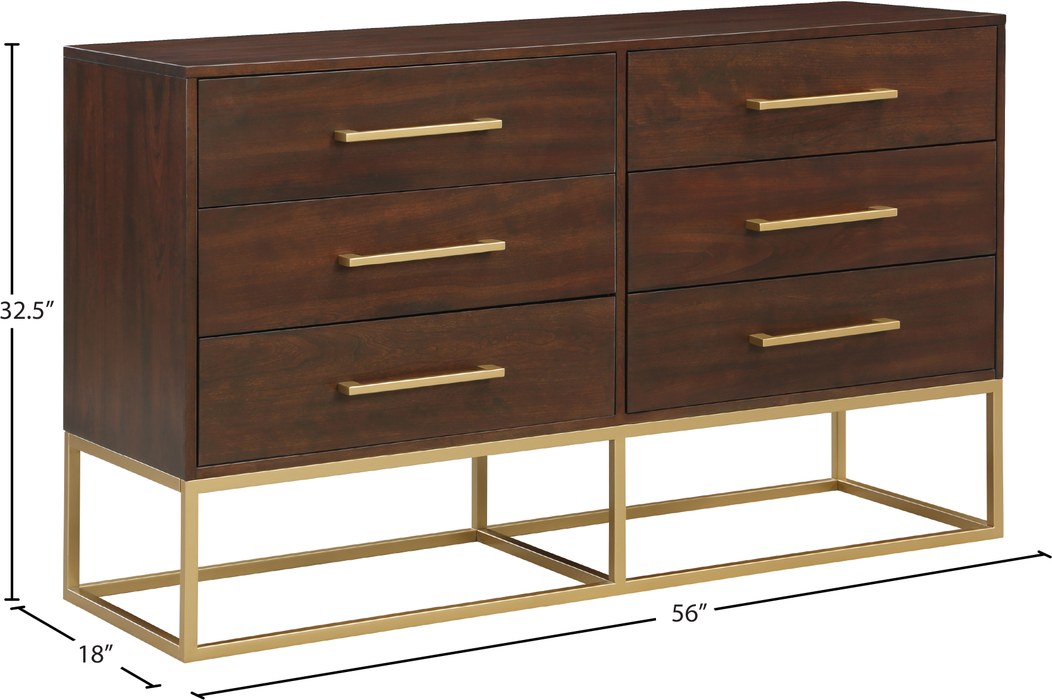 Meridian Furniture - Maxine Brown Wood Veneer And Iron Dresser - 848Brown-D - GreatFurnitureDeal