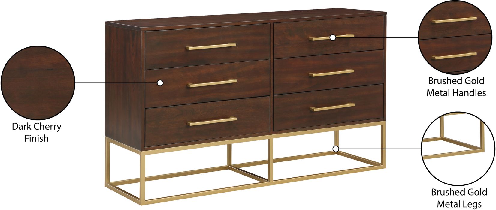 Meridian Furniture - Maxine Brown Wood Veneer And Iron Dresser - 848Brown-D - GreatFurnitureDeal
