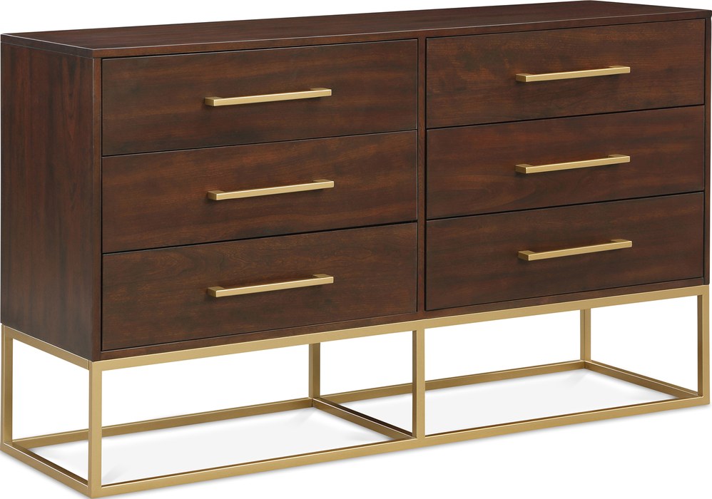 Meridian Furniture - Maxine Brown Wood Veneer And Iron Dresser - 848Brown-D - GreatFurnitureDeal
