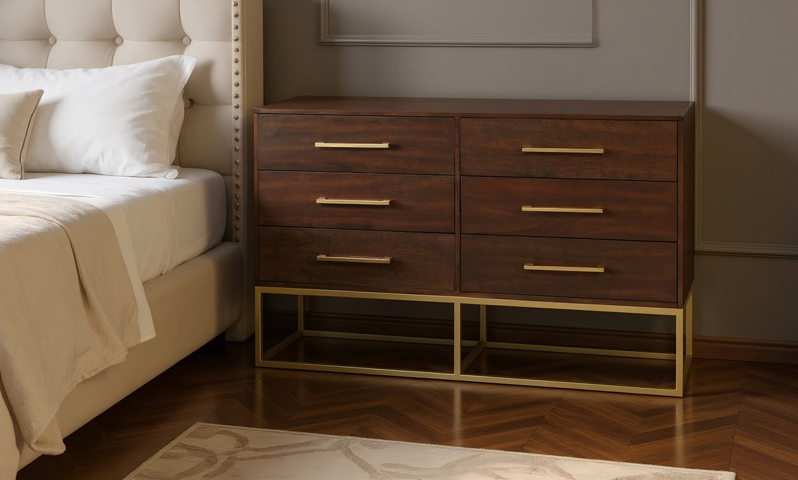 Meridian Furniture - Maxine Brown Wood Veneer And Iron Dresser - 848Brown-D - GreatFurnitureDeal