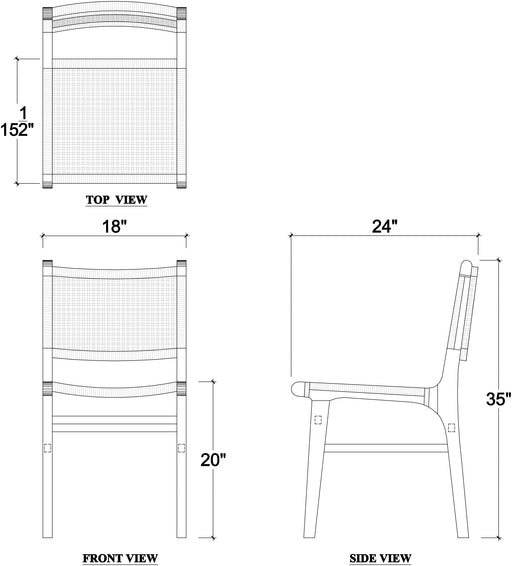 Bramble - Logan Teak Dining Chair in True White Finish w/ Rattan Natural Seat & Back -Set of 2- 85032TRW-RNAT--- - GreatFurnitureDeal