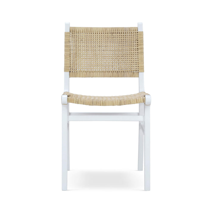 Bramble - Logan Teak Dining Chair in True White Finish w/ Rattan Natural Seat & Back -Set of 2- 85032TRW-RNAT--- - GreatFurnitureDeal