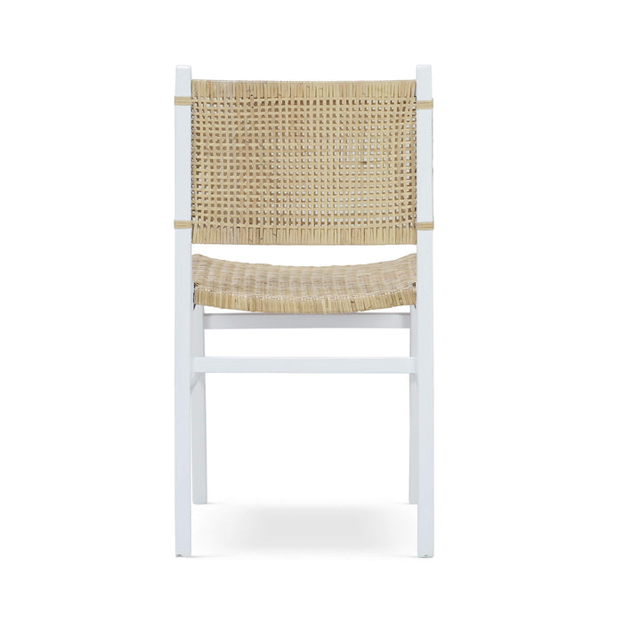 Bramble - Logan Teak Dining Chair in True White Finish w/ Rattan Natural Seat & Back -Set of 2- 85032TRW-RNAT--- - GreatFurnitureDeal