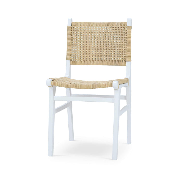 Bramble - Logan Teak Dining Chair in True White Finish w/ Rattan Natural Seat & Back -Set of 2- 85032TRW-RNAT--- - GreatFurnitureDeal
