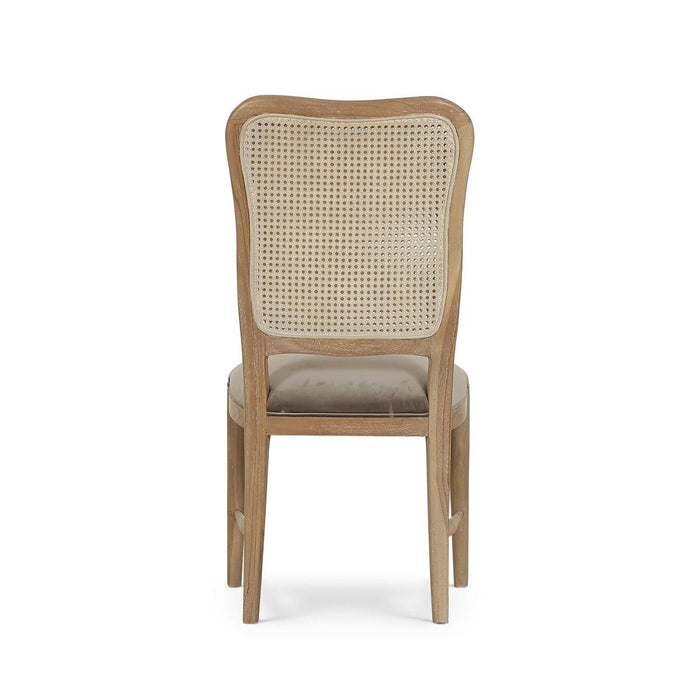 Bramble - Laurna Teak Dining Chair in Teak White Wash w/ Seat in Espresso Brown Velvet Fabric & Sandbar Rattan Back (Set of 2) - 85047TWWLL275RSNB---
