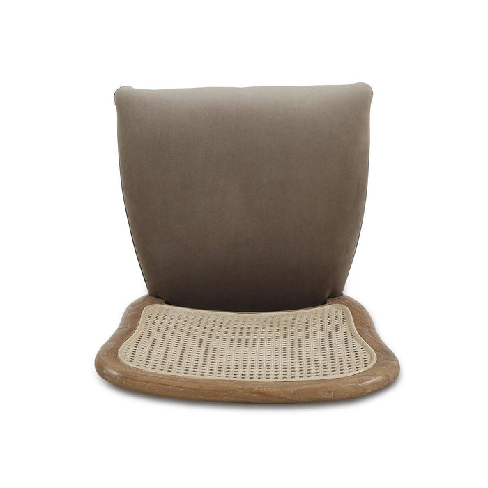 Bramble - Laurna Teak Dining Chair in Teak White Wash w/ Seat in Espresso Brown Velvet Fabric & Sandbar Rattan Back (Set of 2) - 85047TWWLL275RSNB---
