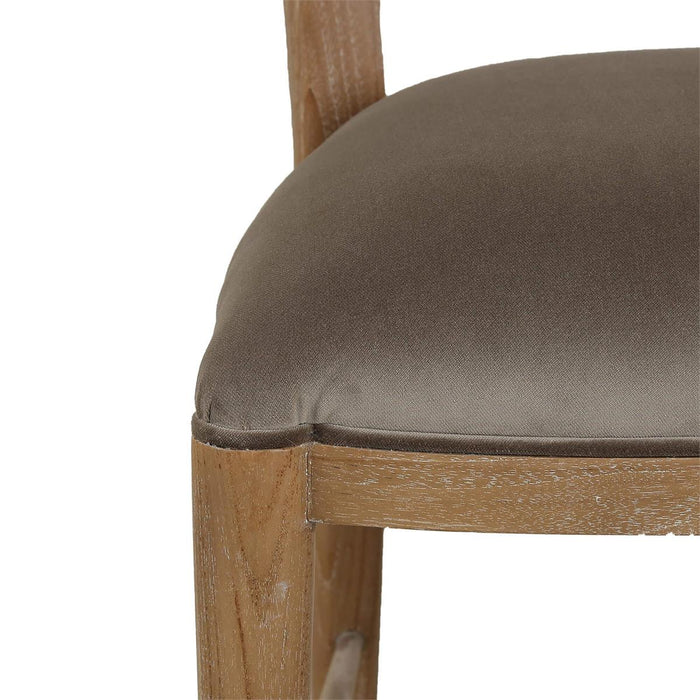 Bramble - Laurna Teak Dining Chair in Teak White Wash w/ Seat in Espresso Brown Velvet Fabric & Sandbar Rattan Back (Set of 2) - 85047TWWLL275RSNB---