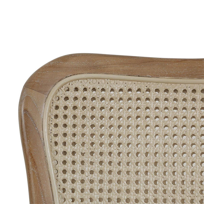 Bramble - Laurna Teak Dining Chair in Teak White Wash w/ Seat in Espresso Brown Velvet Fabric & Sandbar Rattan Back (Set of 2) - 85047TWWLL275RSNB---